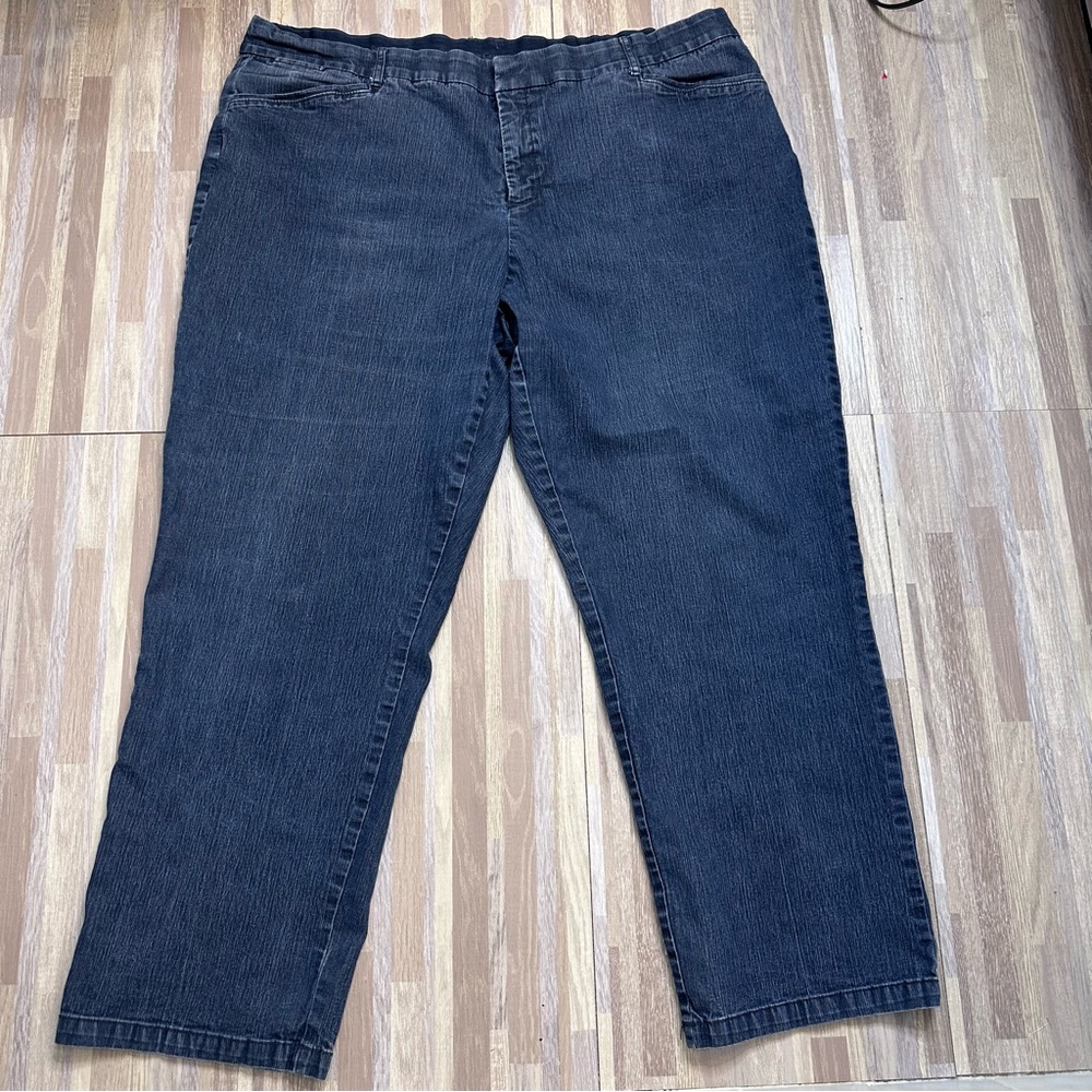 CJ Banks Midnight Blue Straight Leg Pull-On Jeans Women's Plus Size 24W